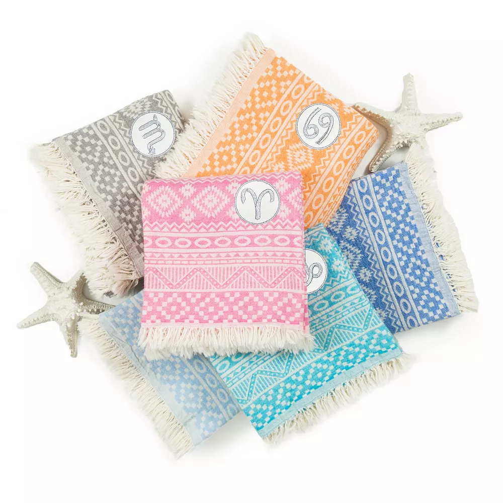 Linum Home Textiles Turkish Cotton Sea Breeze Horoscope Virgo Pestemal Beach Towel - Image 5