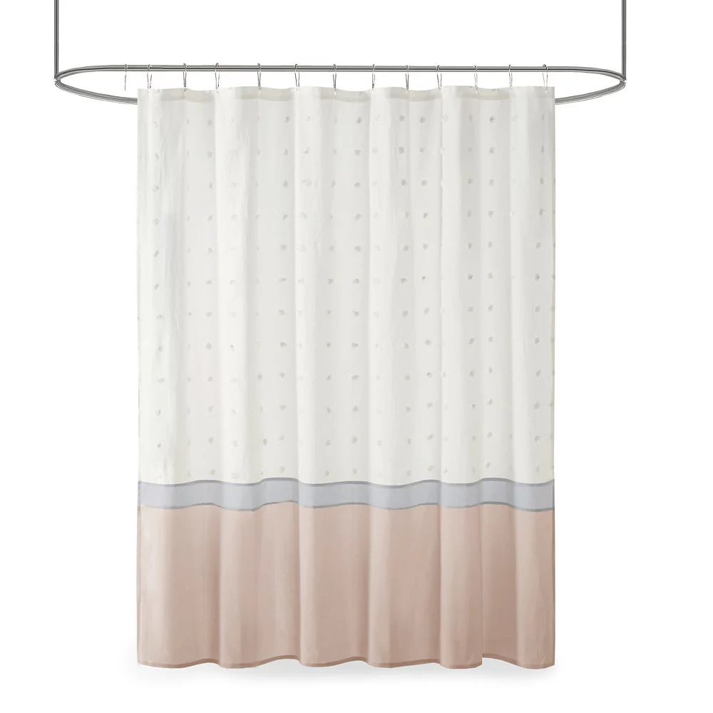 Madison Park Jojo Cotton Clipped Jacquard Shower Curtain