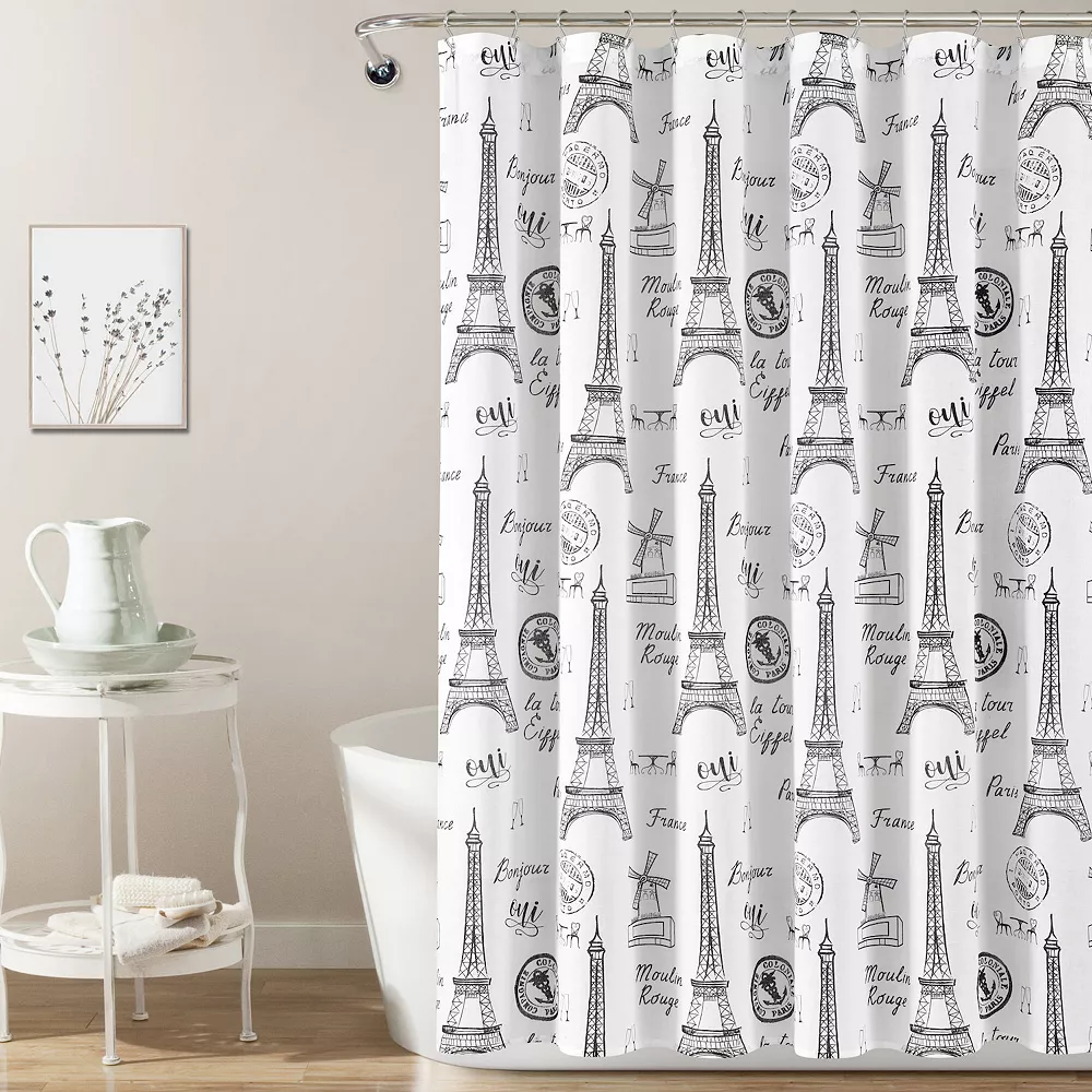 Lush Décor Lush Decor Paris Bonjour Shower Curtain - Image 2