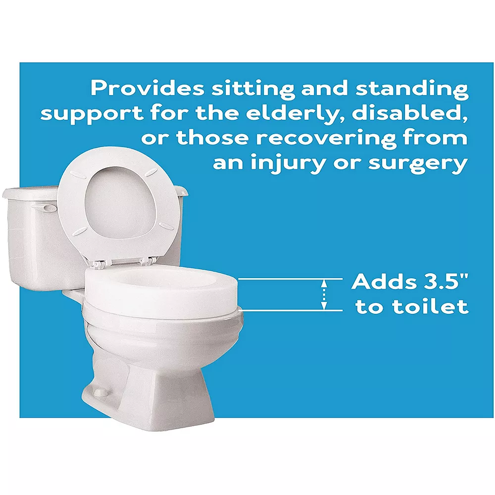 Carex Toilet Seat Riser, Elongated Raised Toilet Seat Adds 3.5 Inches To Toilet Height, For Assistance Bending Or Sitting, 300 Pound Weight Capacity - Image 3