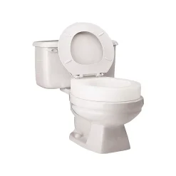 Carex Toilet Seat Riser, Round Raised Toilet Seat Adds 3.5 Inches To Toilet Height, For Assistance Bending Or Sitting, 300 Pound Weight Capacity