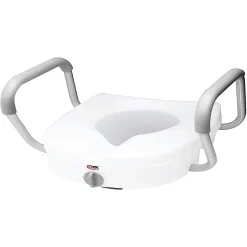 Carex E-Z Lock Raised Toilet Seat With Handles - 5 Inch Toilet Seat Riser With Arms - Fits Most Toilets