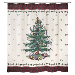 Spode Christmas Tree Tartan Shower Curtain