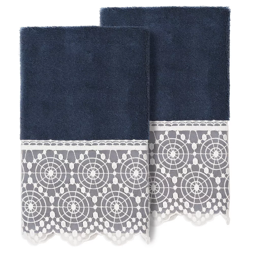 Linum Home Textiles Turkish Cotton Arian 2-piece Cream Lace Embellished Hand Towel Set 1 Linum Home Textiles Turkish Cotton Arian 2-piece Cream Lace Embellished Hand Towel Set