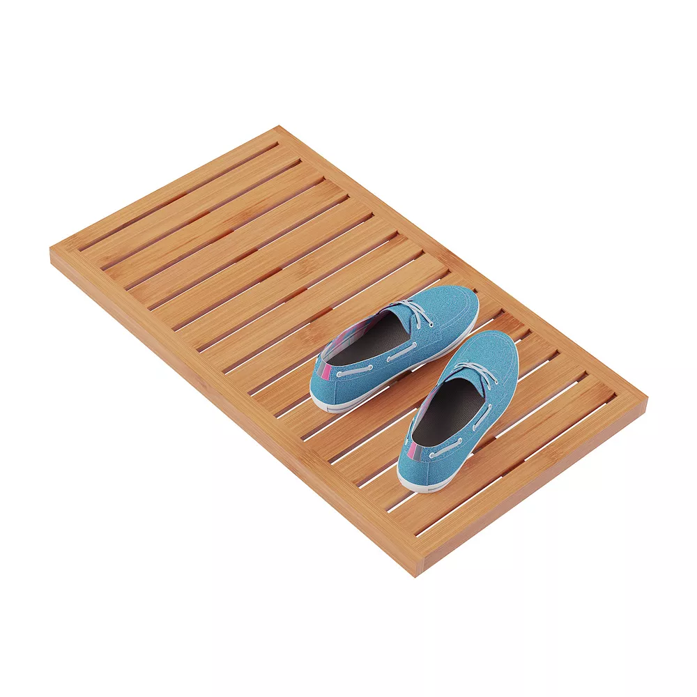Hastings Home Bamboo Non-Slip Open Slatted Bathmat - Image 3