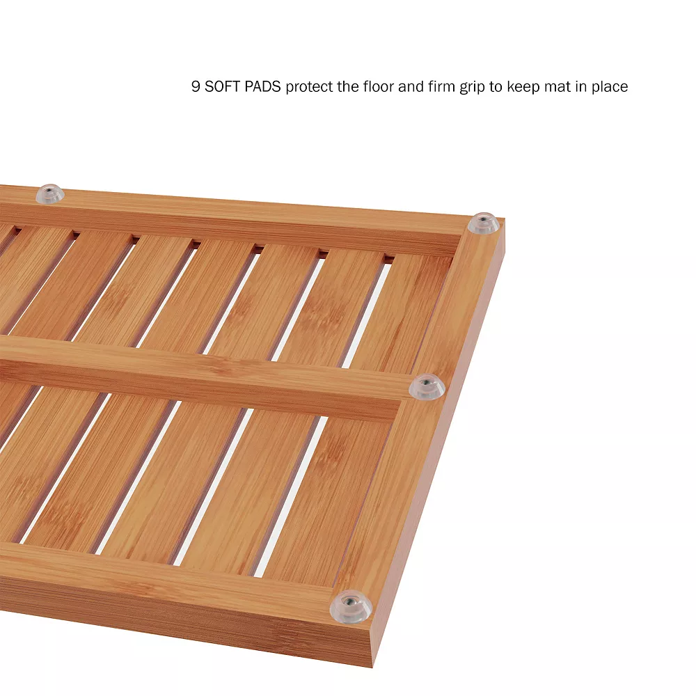 Hastings Home Bamboo Non-Slip Open Slatted Bathmat - Image 5