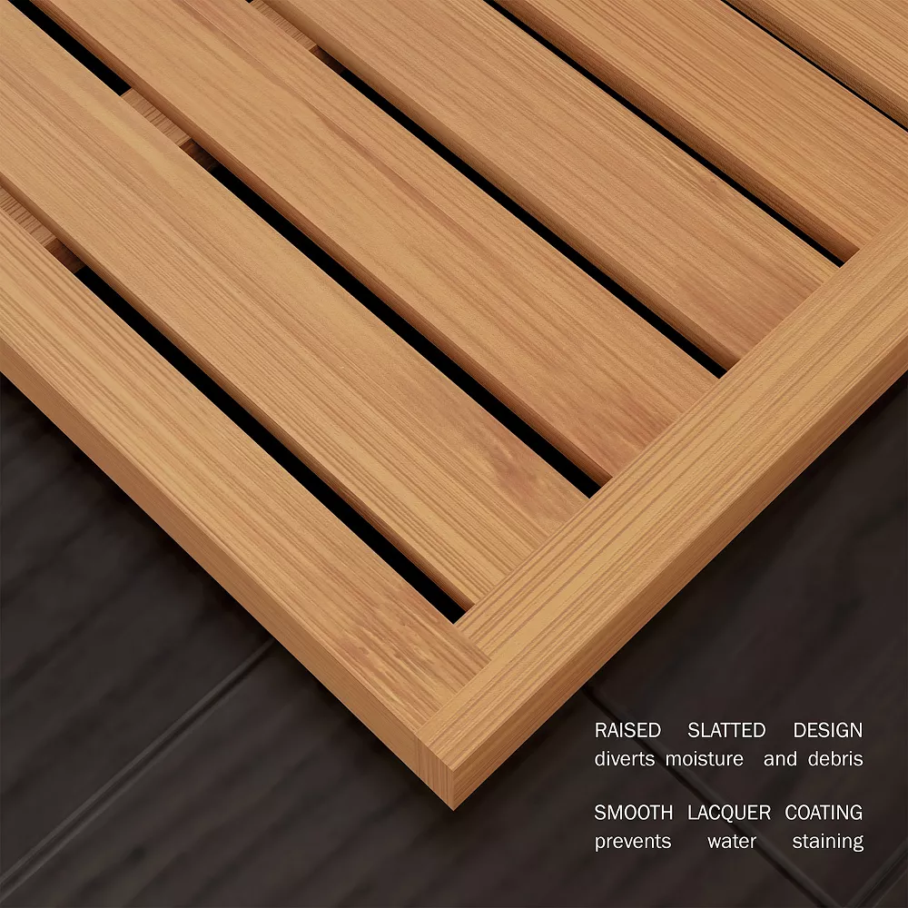 Hastings Home Bamboo Non-Slip Open Slatted Bathmat - Image 6