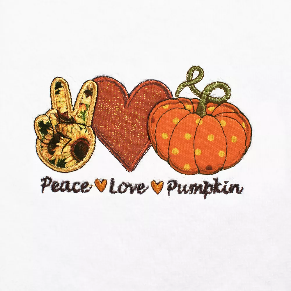 Linum Home Textiles Peace, Love, Pumpkin Embroidered Luxury Turkish Cotton Hand Towel - Image 3