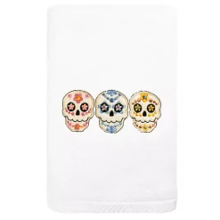 Linum Home Textiles Skulls Embroidered Luxury Turkish Cotton Hand Towel
