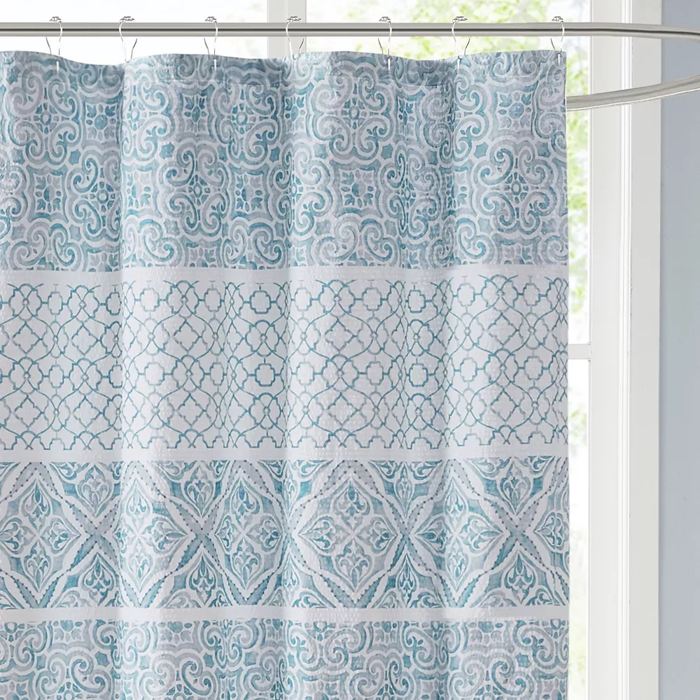 Madison Park Bree Seersucker Printed Shower Curtain - Image 3