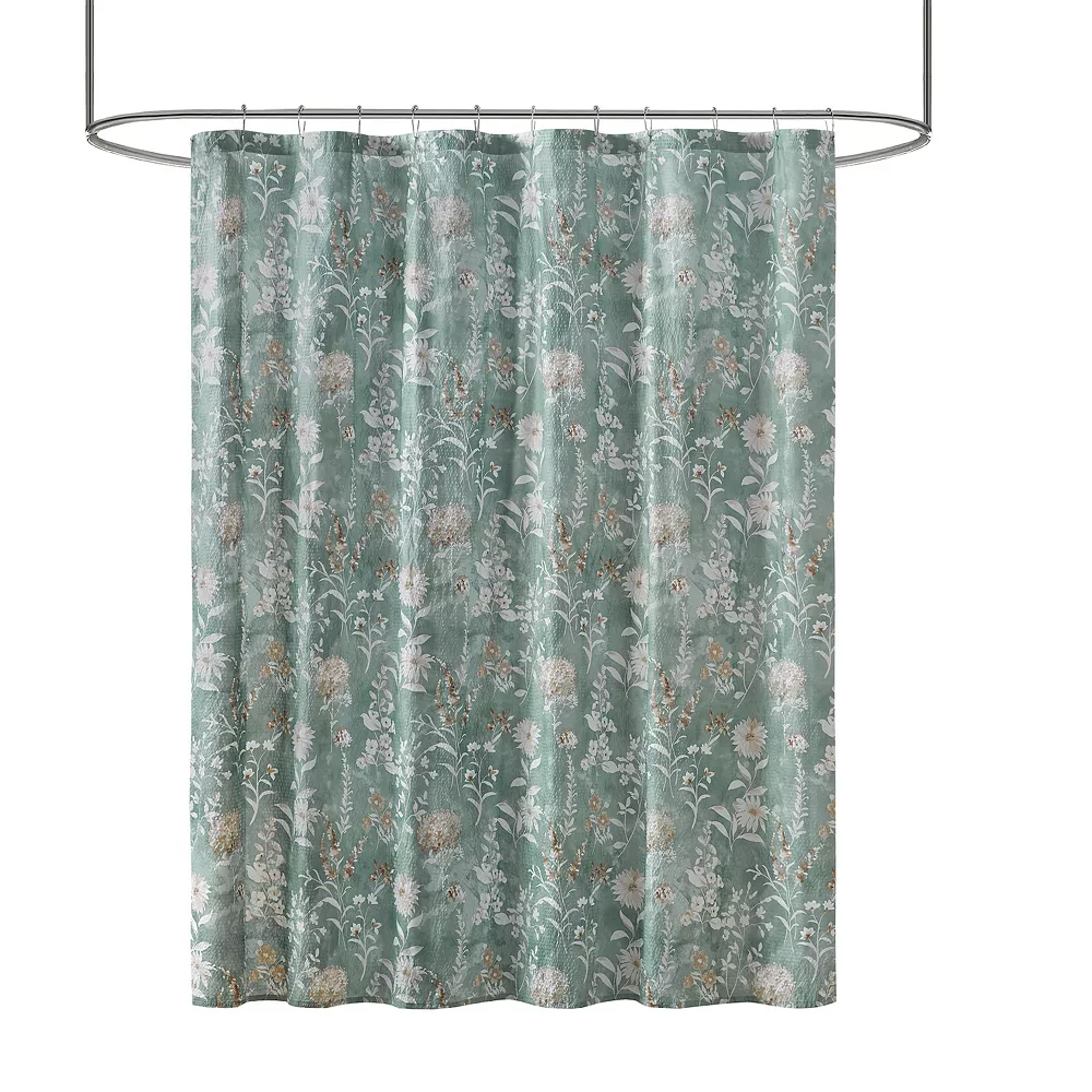Madison Park Mirabella Seersucker Printed Shower Curtain