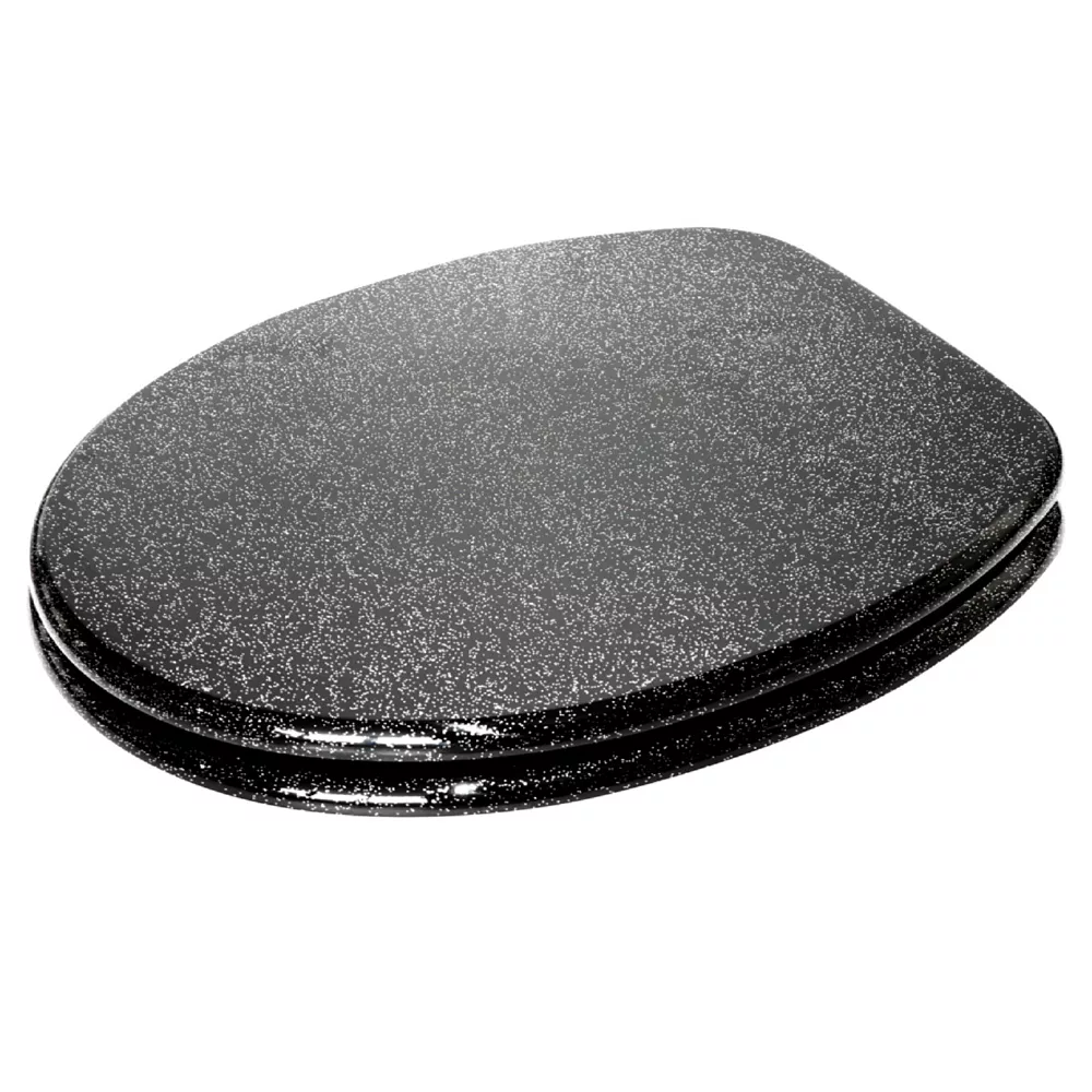 Sanilo Round Soft Close Lid Wood Adjustable Toilet Seat, Glittering Black - Image 3