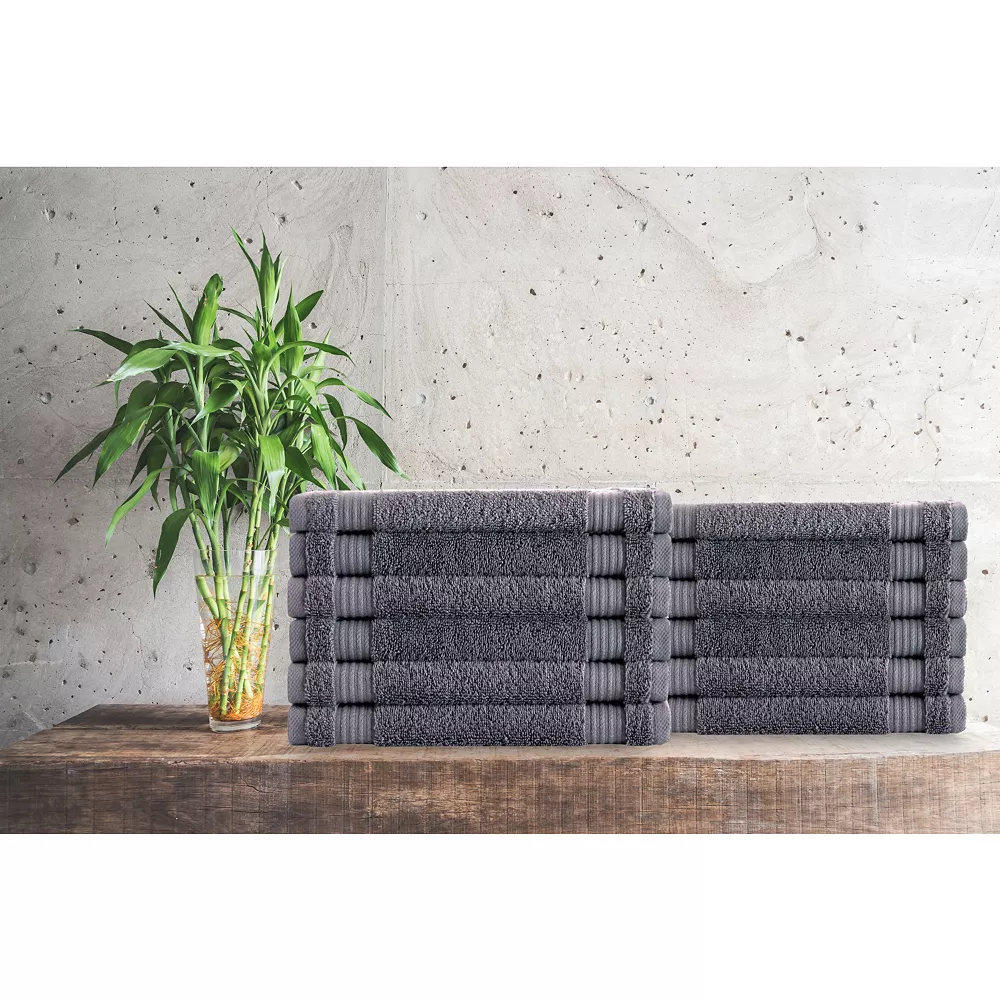 Classic Turkish Towels Genuine Cotton Soft Absorbent Amadeus Washcloths 12x12 12 Piece Set - Image 2