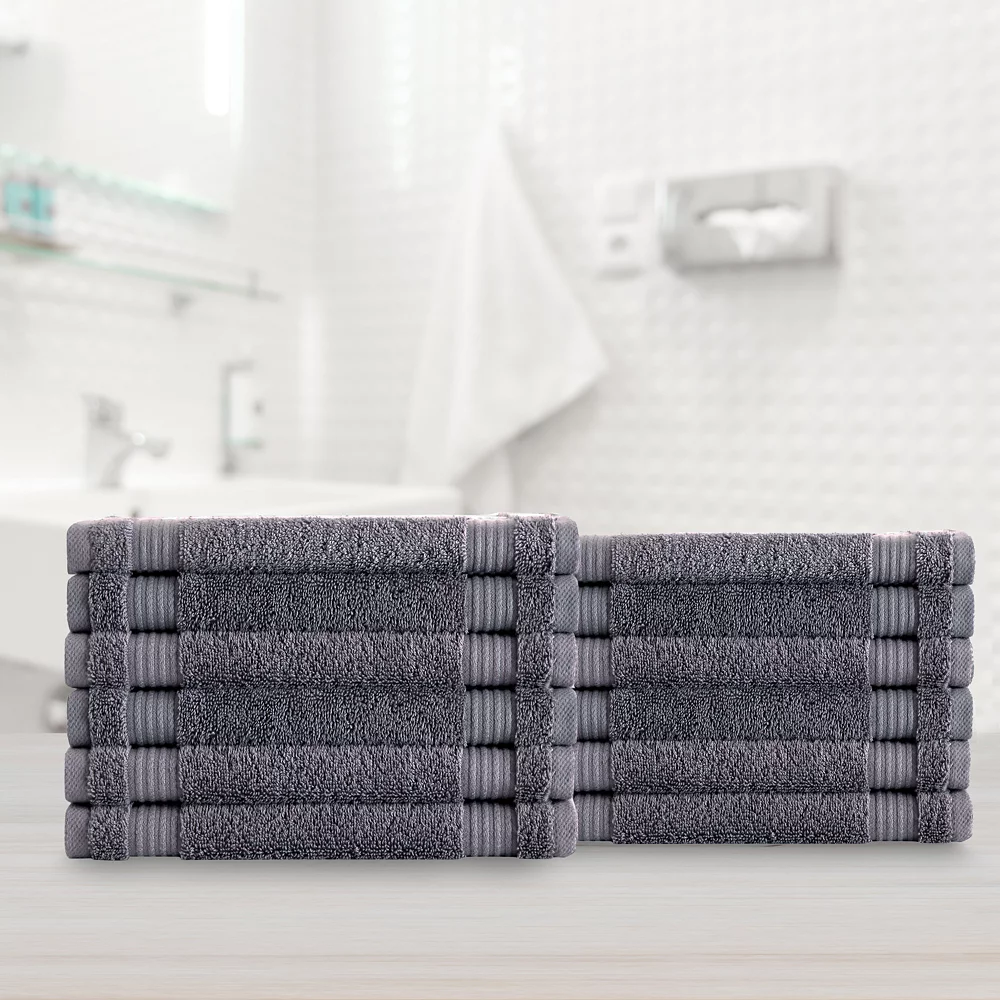 Classic Turkish Towels Genuine Cotton Soft Absorbent Amadeus Washcloths 12x12 12 Piece Set - Image 3