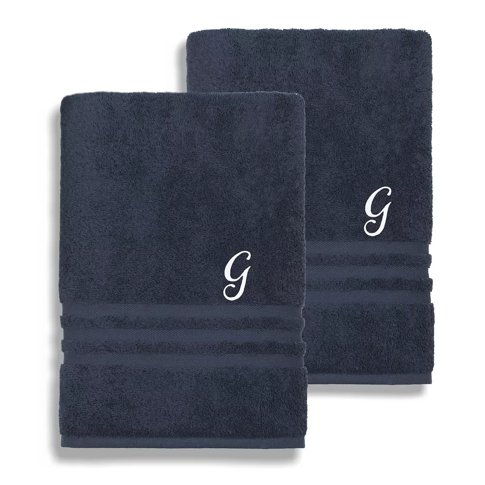 Linum Home Textiles Turkish Cotton Denzi 2-pack Personalized Bath Sheet Set