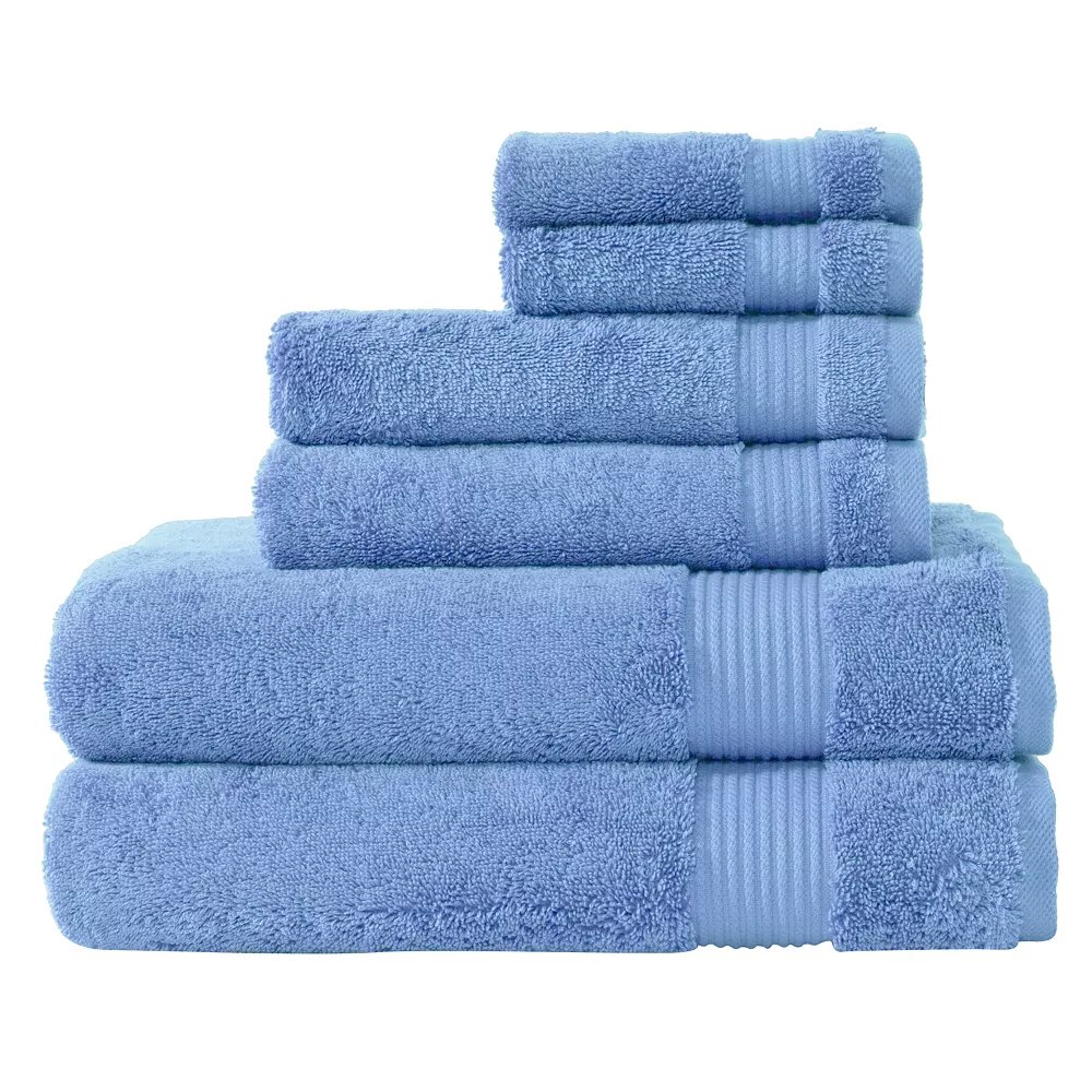 Classic Turkish Towels Genuine Cotton Soft Absorbent Amadeus 6 Piece Set, 2 Bath Towels, 2 Hand Towels, 2 Washcloths