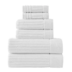 Classic Turkish Towels Genuine Cotton Soft Absorbent Shimmer/Brampton 6 Piece Set With 2 Bath Towels, 2 Hand Towels, 2 Washcloths