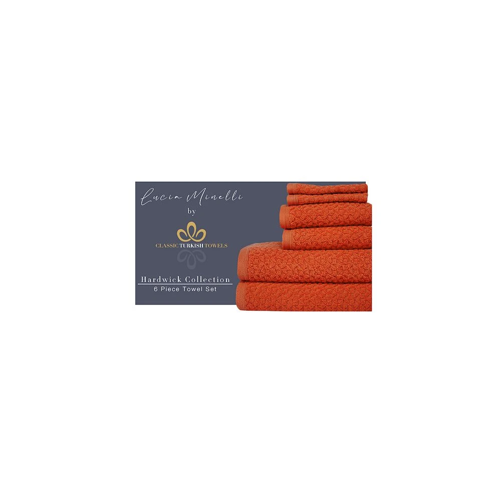Classic Turkish Towels Genuine Cotton Soft Absorbent Hardwick Jacquard Lucia Minelli 6 Piece Set With 2 Bath Towels, 2 Hand Towels, 2 Washcloths - Image 3