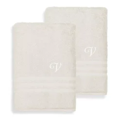 Linum Home Textiles Turkish Cotton Denzi 2-piece Personalized Bath Sheet Set
