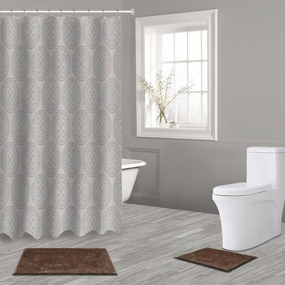 Popular Bath Tabitha 15-piece Chenille Bath Rug & Shower Curtain Set - Image 2
