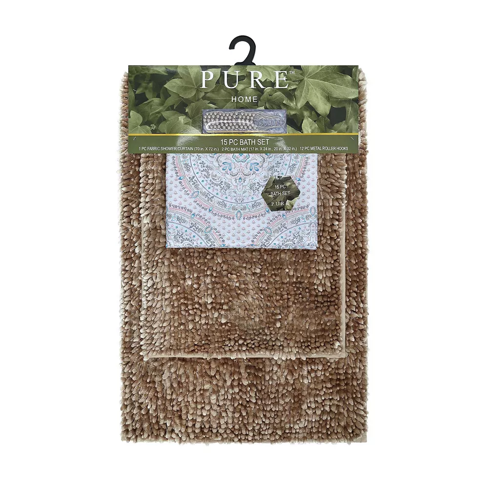 Popular Bath Tabitha 15-piece Chenille Bath Rug & Shower Curtain Set - Image 3