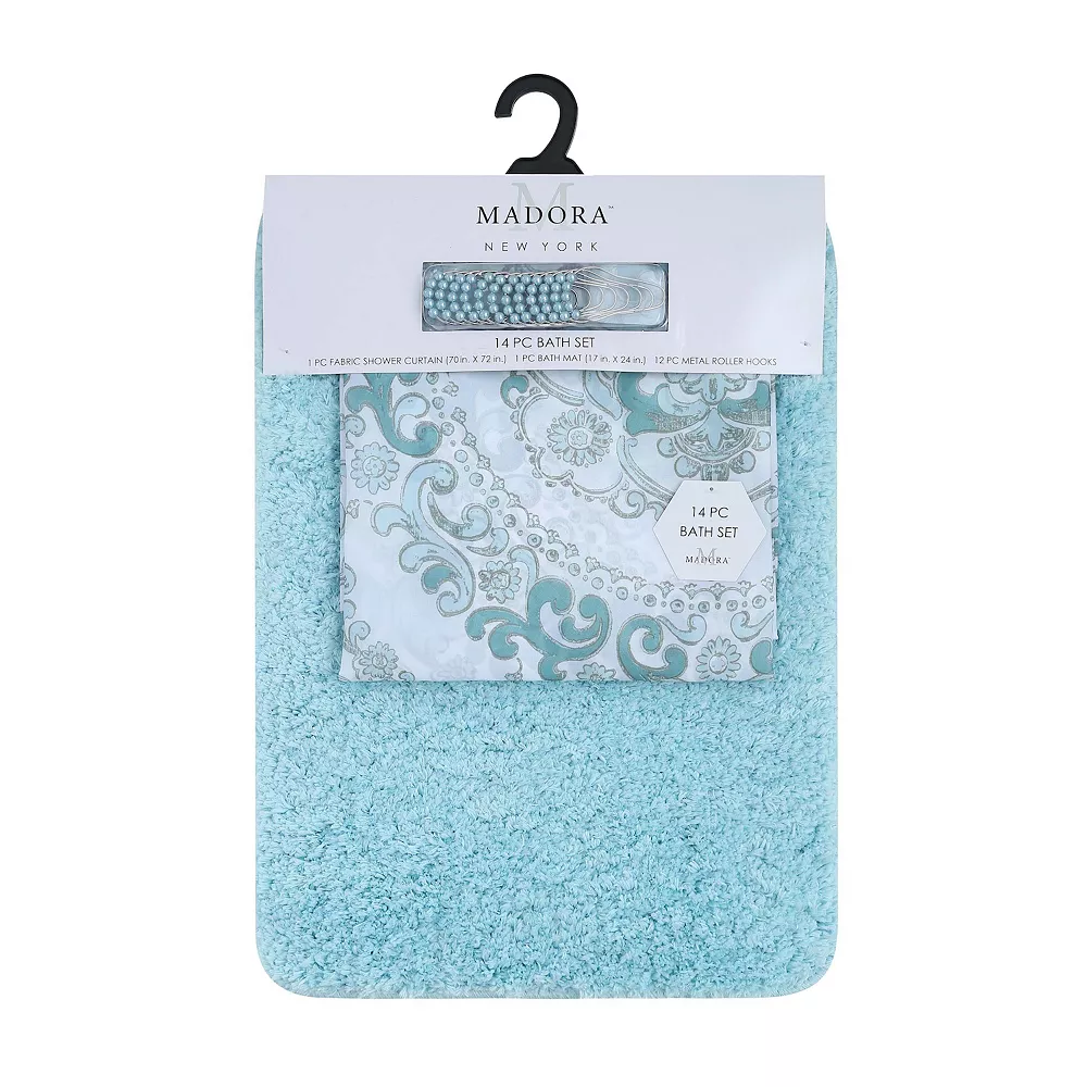 Popular Bath Candace 14-piece Microfiber Bath Rug & Shower Curtain Set - Image 3