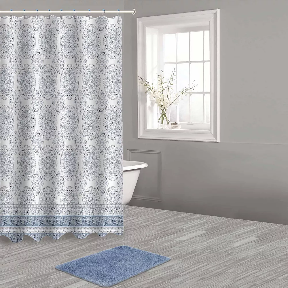 Popular Bath Giovanna 14-piece Microfiber Bath Rug & Shower Curtain Set - Image 2