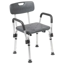 Emma+Oliver Emma And Oliver 300 Lb. Capacity Adjustable White Bath & Shower Chair With Depth Adjustable Back