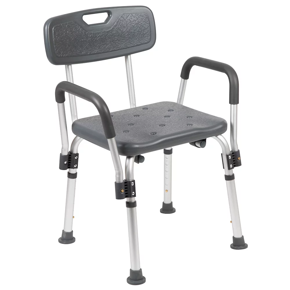 Emma+Oliver Emma And Oliver 300 Lb. Capacity Adjustable White Bath & Shower Chair With Depth Adjustable Back