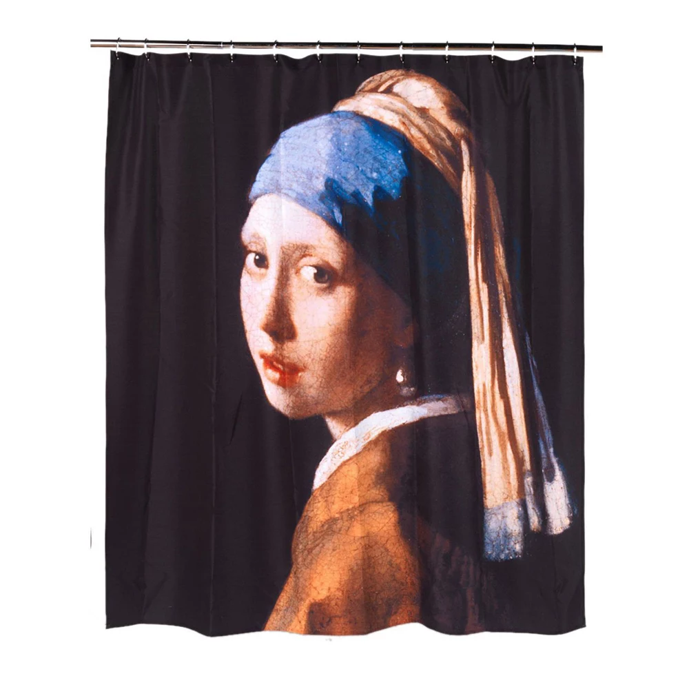 Carnation Home Fashions Girl With The Pearl Earring Fabric Shower Curtain