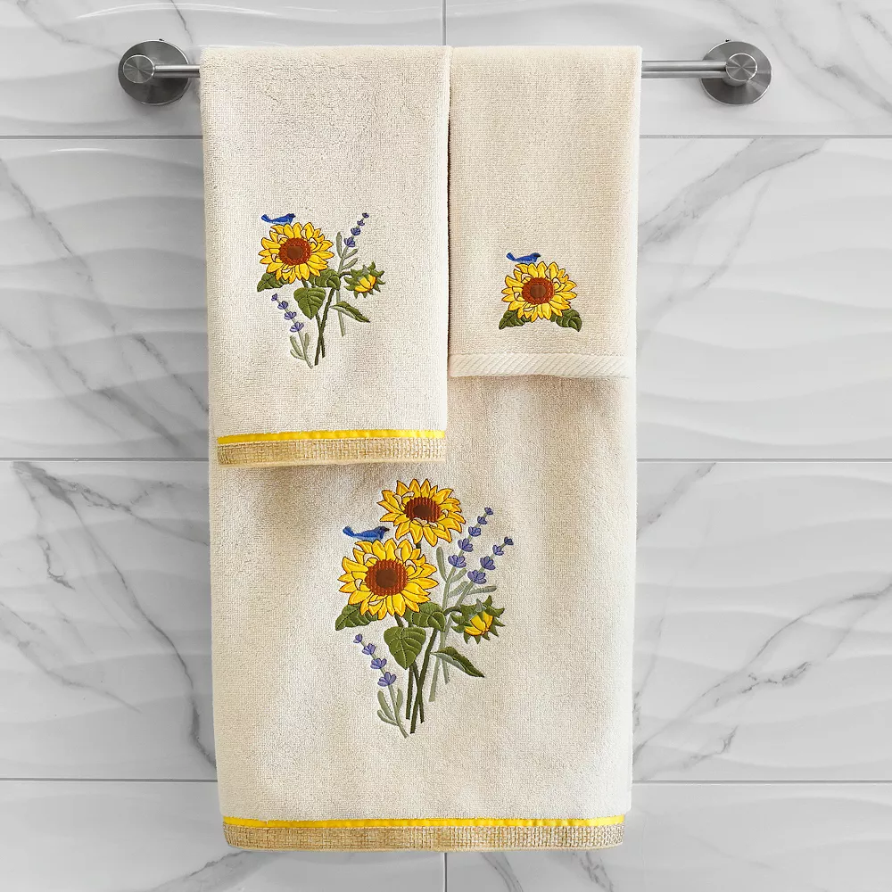 Linum Home Textiles Turkish Cotton Girasol 2-piece Embellished Fingertip Towel Set - Image 2