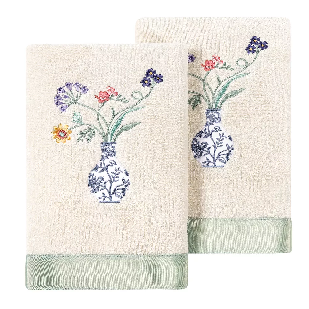 Linum Home Textiles Turkish Cotton Stella 2-piece Embellished Hand Towel Set