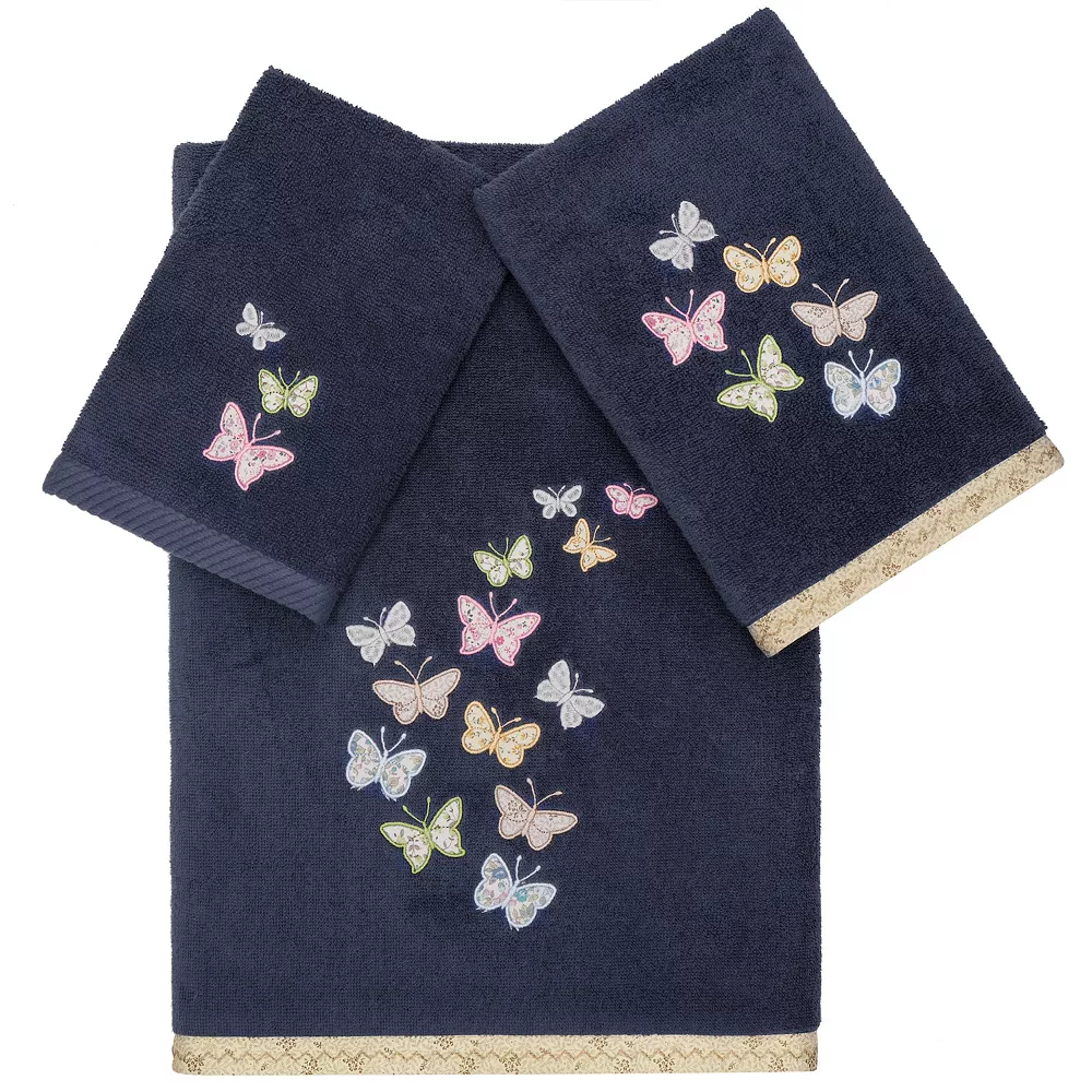 Linum Home Textiles Turkish Cotton Mariposa 3-piece Embellished Towel Set