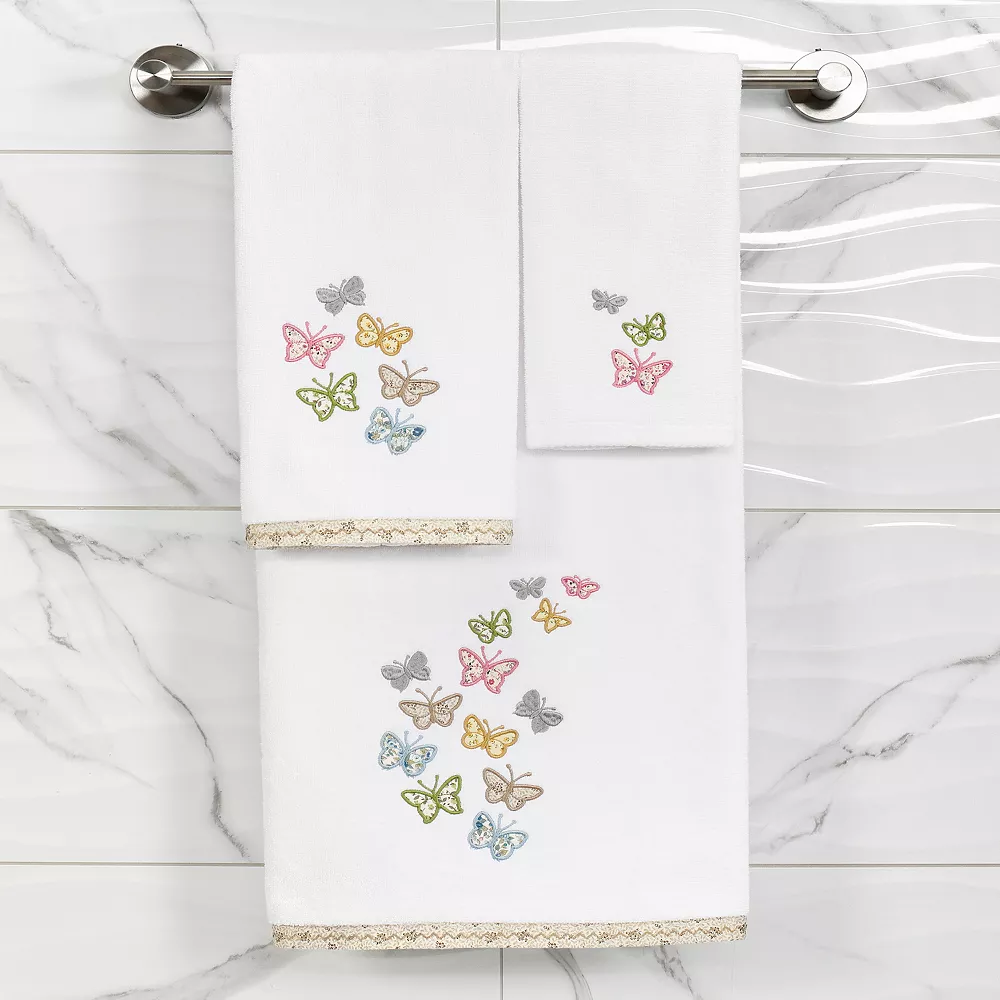 Linum Home Textiles Turkish Cotton Mariposa 2-piece Embellished Fingertip Towel Set - Image 3