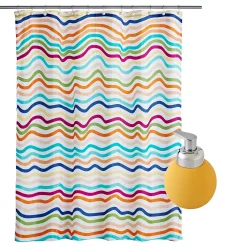 SKL Home Making Waves Shower Curtain & Good Vibes Soap Pump 2-piece Set