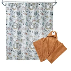 SKL Home Sketched Woodland Shower Curtain & Hooded Towel 2-piece Set