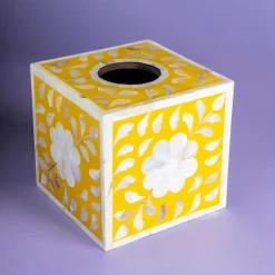 GAURI KOHLI Jodhpur Mother Of Pearl Tissue Box Cover - Mustard 6 GAURI KOHLI Jodhpur Mother Of Pearl Tissue Box Cover - Mustard -Linum Home Textiles Store 6032479 ALT2