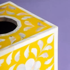 GAURI KOHLI Jodhpur Mother Of Pearl Tissue Box Cover - Mustard 7 GAURI KOHLI Jodhpur Mother Of Pearl Tissue Box Cover - Mustard -Linum Home Textiles Store 6032479 ALT3