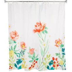 Juvale Floral Shower Curtain Set With 12 Hooks, Watercolor Flower Bathroom Decor (72 X 72 Inch)