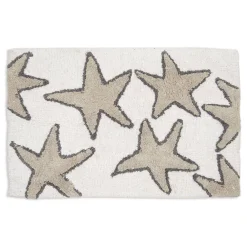 Juvale Non-Slip Bath Mat, Starfish Beach Design Bathroom Rug (Cream, 32 X 20 In)