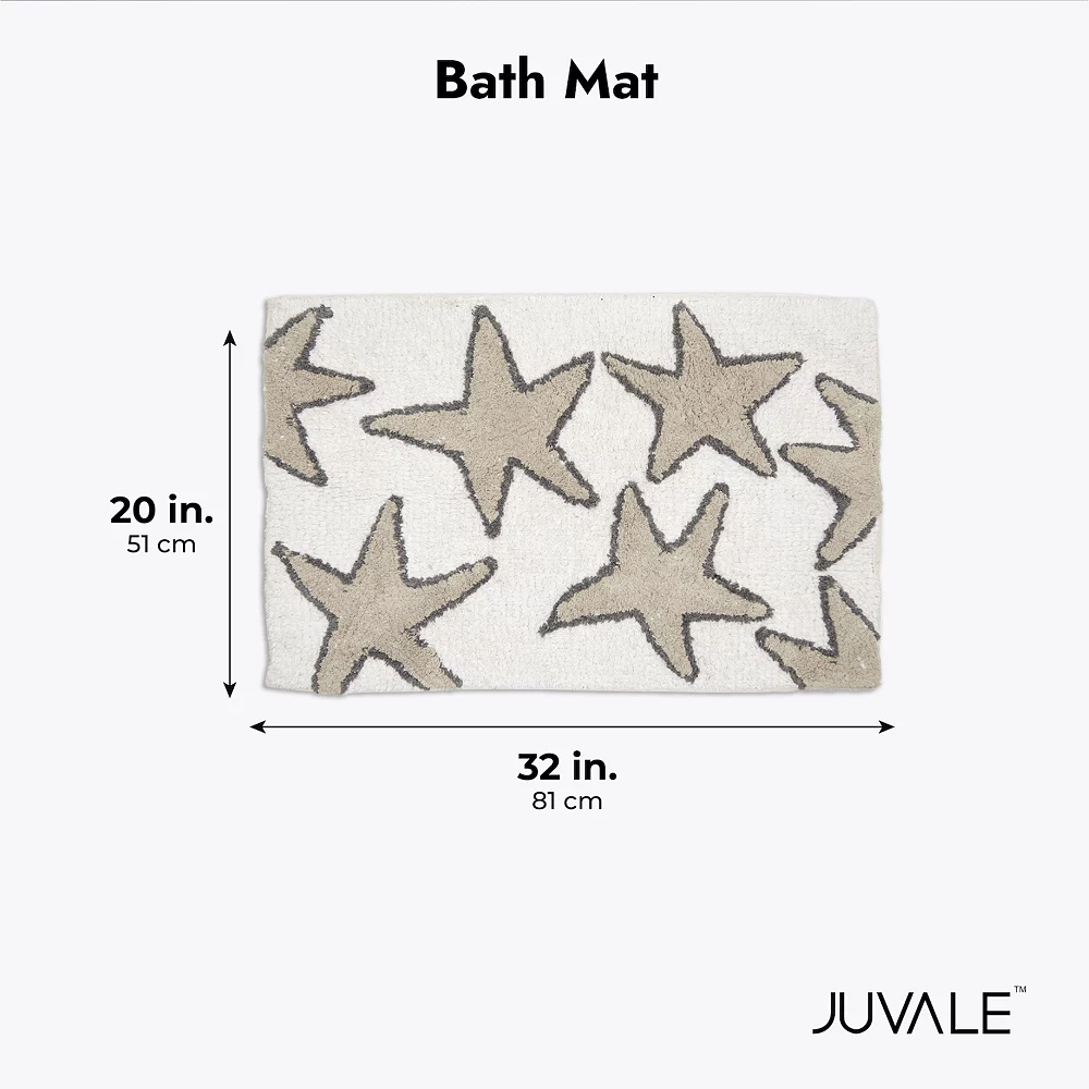 Juvale Non-Slip Bath Mat, Starfish Beach Design Bathroom Rug (Cream, 32 X 20 In) - Image 3