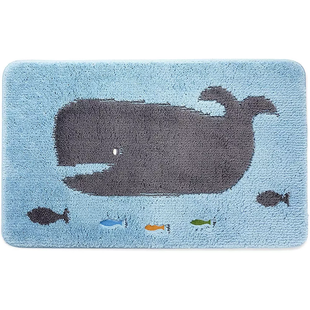Juvale Non Slip Bath Mat, Kid's Bathroom Decor, Whale Rug (30.7 X 18.9 In)