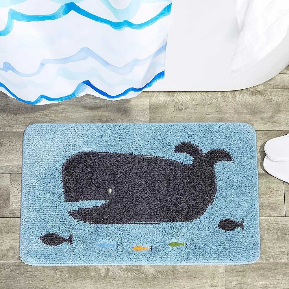Juvale Non Slip Bath Mat, Kid's Bathroom Decor, Whale Rug (30.7 X 18.9 In) - Image 3