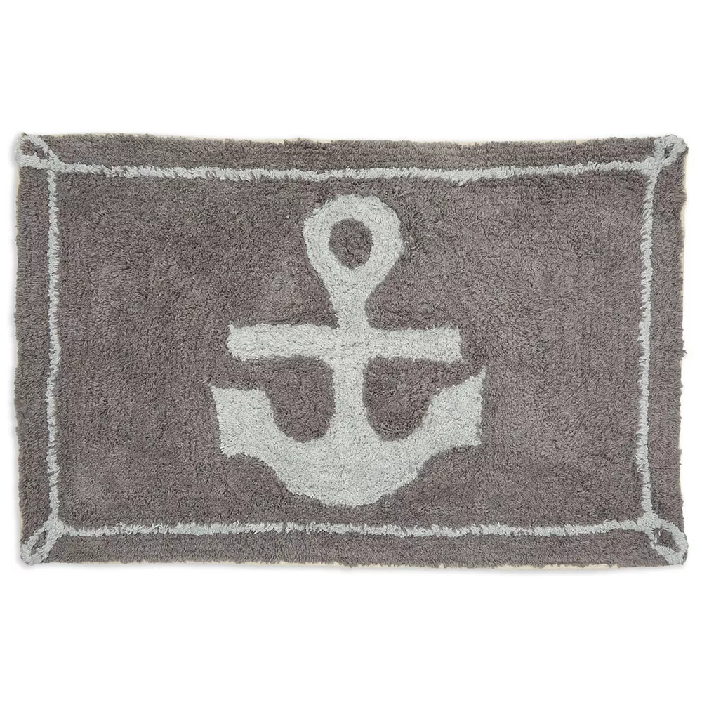 Juvale Non-Slip Bathroom Mat For Showers, Nautical Anchor Bath Rug (32 X 20 Inches)