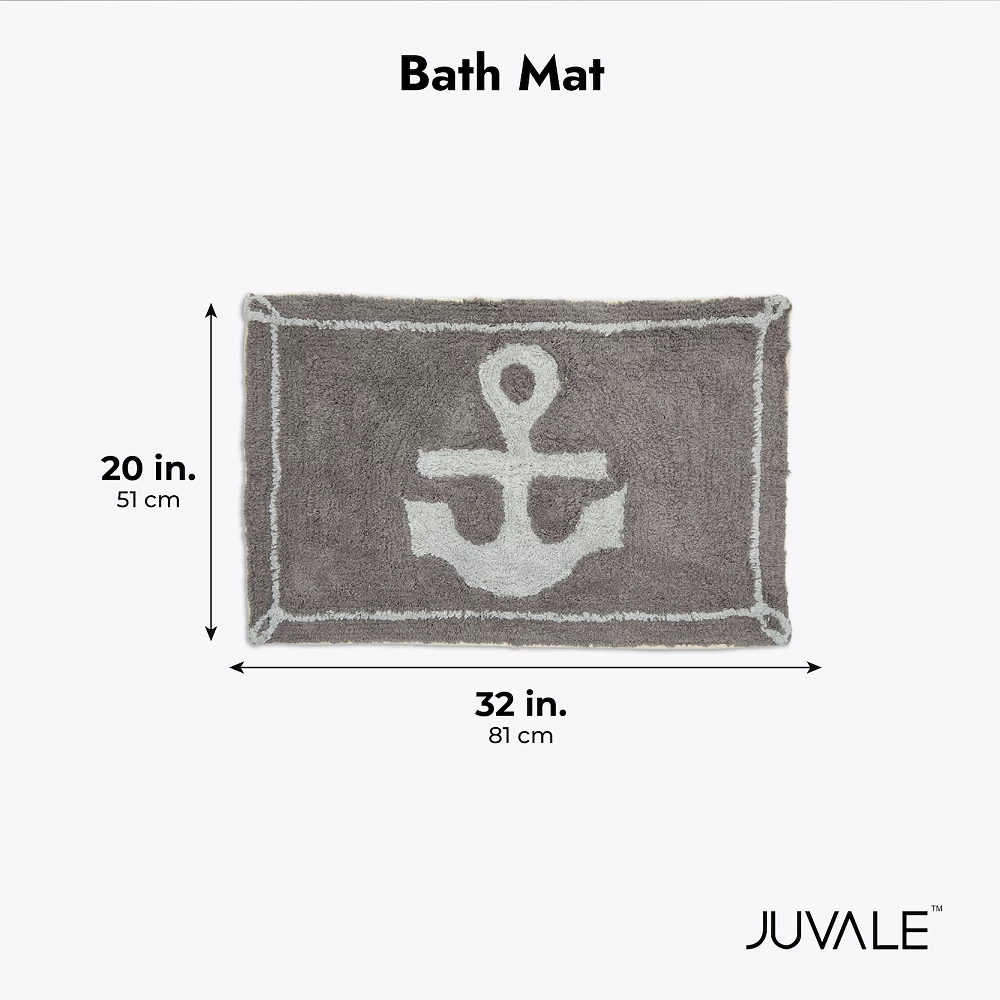 Juvale Non-Slip Bathroom Mat For Showers, Nautical Anchor Bath Rug (32 X 20 Inches) - Image 3