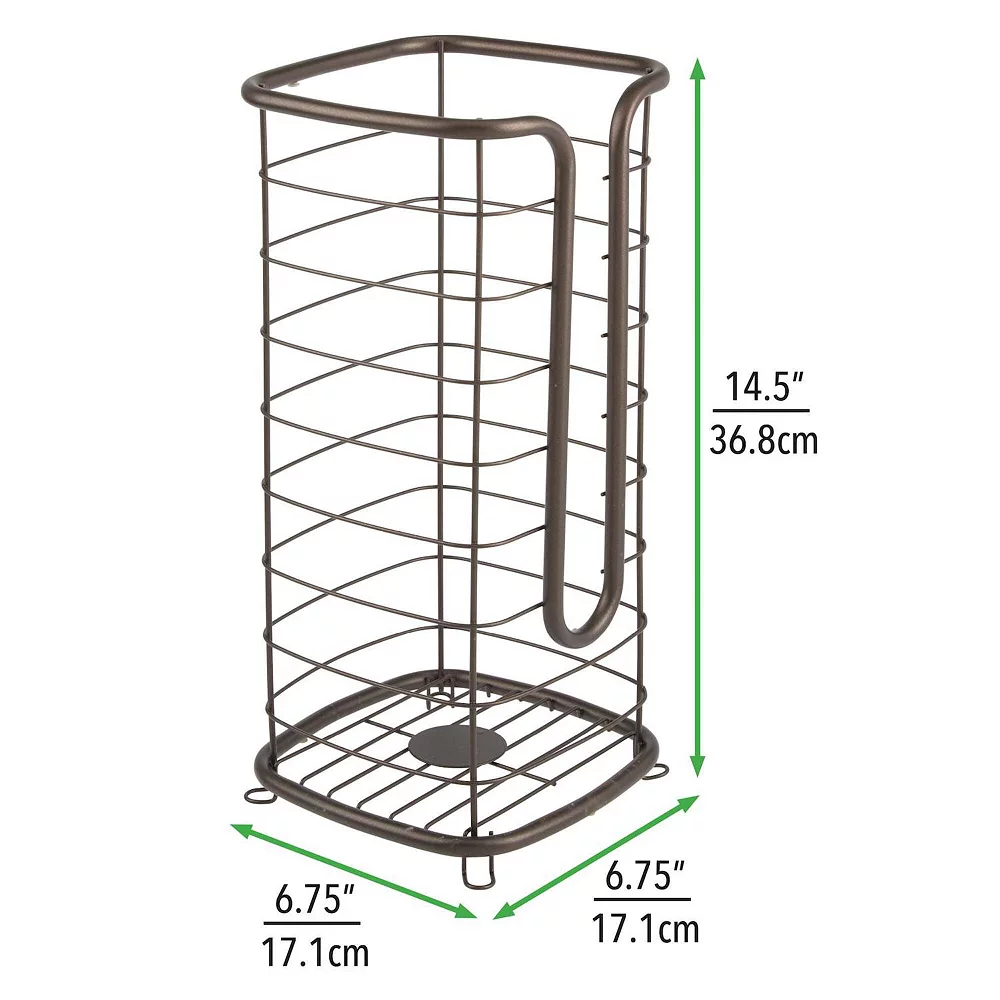 MDesign Metal Free Standing Toilet Paper Stand, Holds 3 Rolls - Soft Brass - Image 2