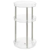 MDesign Spinning 3-Tier Lazy Susan 360 Makeup Organizer Tower, White/Soft Brass
