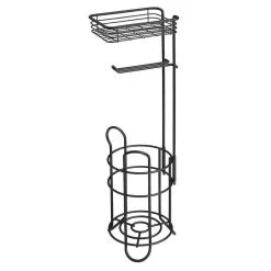 MDesign Steel Free Standing Toilet Paper Holder Stand And Dispenser - Dark Gray