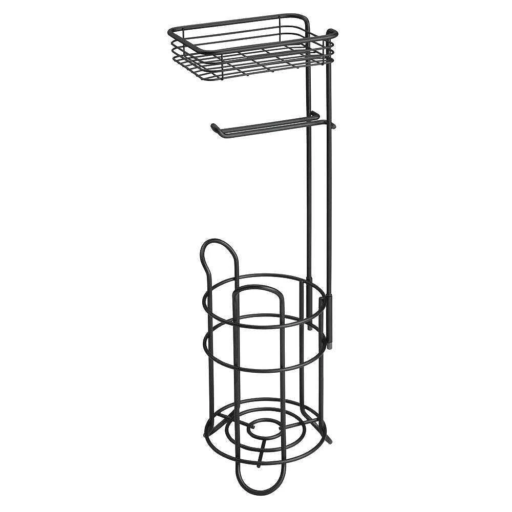 MDesign Steel Free Standing Toilet Paper Holder Stand And Dispenser - Dark Gray