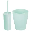 MDesign Toilet Bowl Brush And Wastebasket Combo - Set Of 2 - Navy Blue